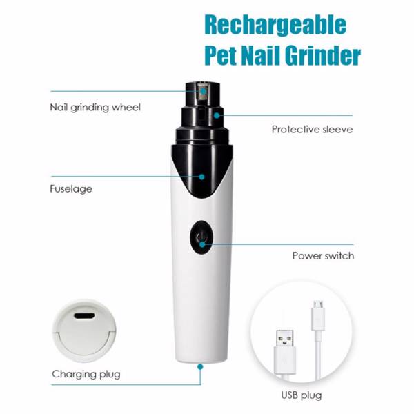 Dog and Cat Nail Grinders Rechargeable Pet Nail Clippers Grooming Trimmer