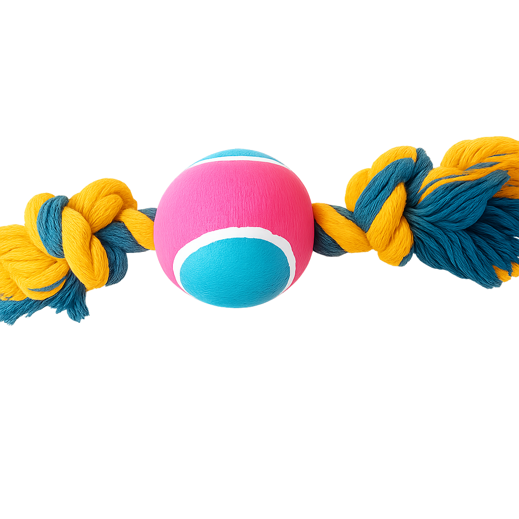 Rope Dog Toy with Tennis Ball – Durable Tug & Chew